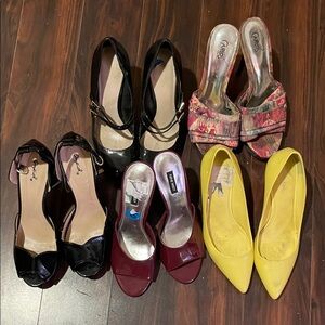Guess Women's Black, Red, and Yellow Heels Collection